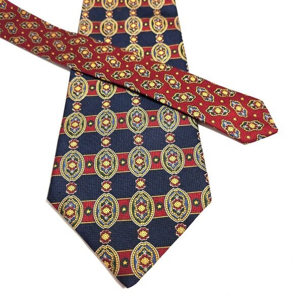Tommy Hilfiger Other - Men's Silk Tie Tommy Hilfiger Blue Red Gold Medallions 4in. wide 57 in. Long